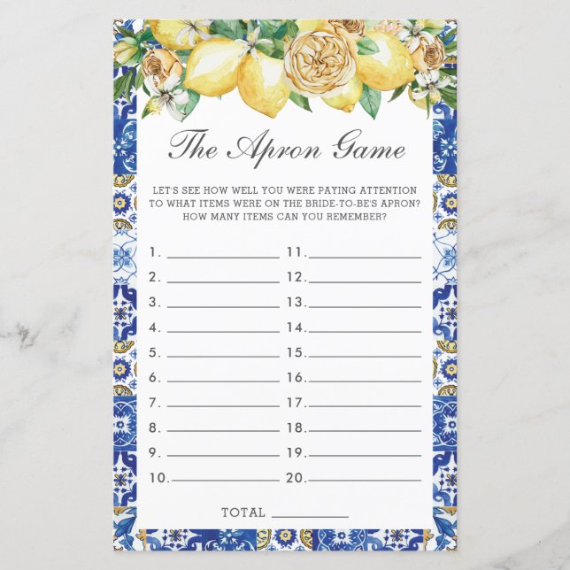 Citrons d'été Fête des mariées florale L'Apron Jeu (Devant)