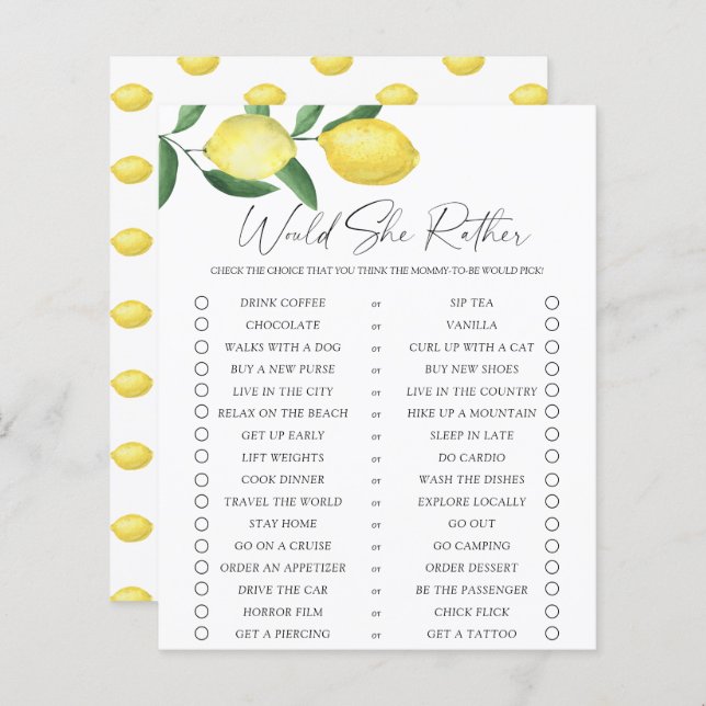 Citrons - Elle préfère jouer (Devant / Derrière)