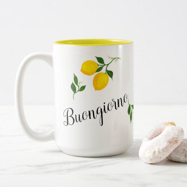 Citrons et Feuilles de Buongiorno Coffee Mug (Avec donut)