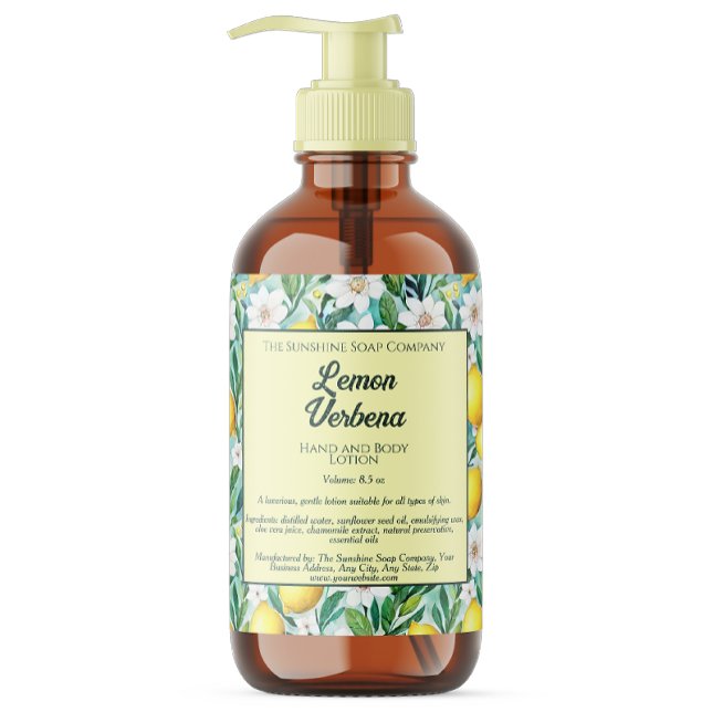 Citrons et fleurs blanches Cosmétique Étiquette bo (Créateur téléchargé)
