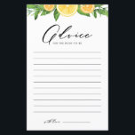 Citrons et oranges Fêtes des mariées d'été Conseil<br><div class="desc">Donnez vos conseils et de bons voeux pour la future mariée avec cette carte de conseil citron thème. Il dispose d'une guirlande aquarelle de citrons, d'oranges et de verdure avec un script fantaisiste. Personnalisez en ajoutant des textes au verso de la carte. Cette carte de conseil pour la douche nuptiale...</div>