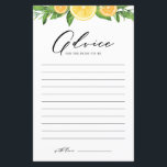 Citrons et oranges Fêtes des mariées d'été Conseil<br><div class="desc">Donnez vos conseils et de bons voeux pour la future mariée avec cette carte de conseil citron thème. Il dispose d'une guirlande aquarelle de citrons, d'oranges et de verdure avec un script fantaisiste. Personnalisez en ajoutant des textes au verso de la carte. Cette carte de conseil pour la douche nuptiale...</div>
