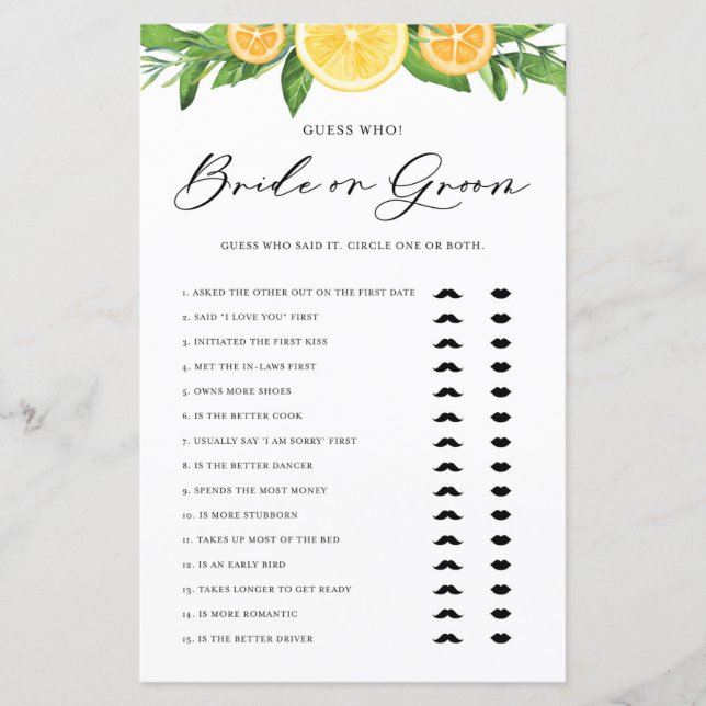 Citrons et oranges Il a dit qu'elle a dit mariée o (Devant)