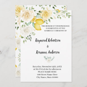 Citrons et Rose Mariage Pays Chic Invitation