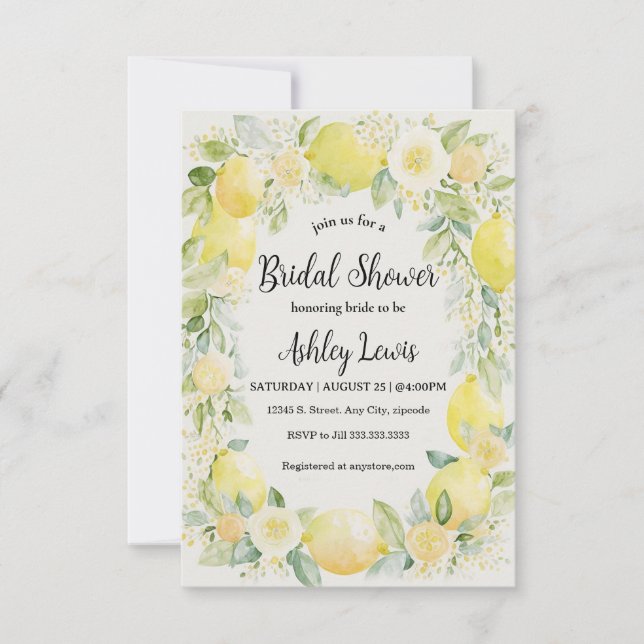 Citrons invitation de douche nuptiale, douche citr (Devant)