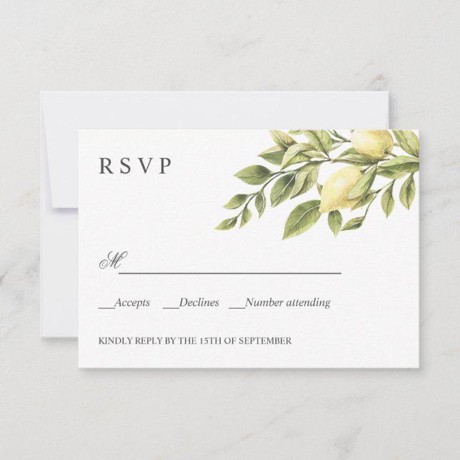 Citrons | jaune | Rustique MARIAGE classique RSVP (Devant)
