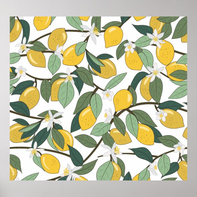 Citrons Jaunes, Impression Tropicale Sans Fil. (Devant)