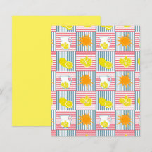 Citrons jaunes Orange Soleil Rose Turquoise rayure