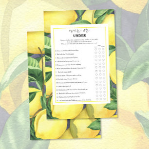 Citrons - Jeu de baby shower : plus ou moins sous
