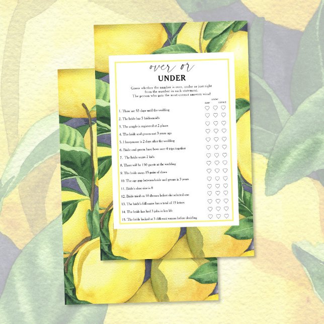 Citrons - Jeu de baby shower : plus ou moins sous  (Créateur téléchargé)