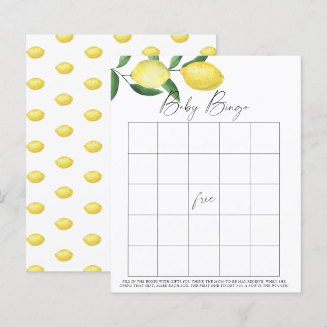Citrons - Jeu de Bingo bébé (Devant / Derrière)