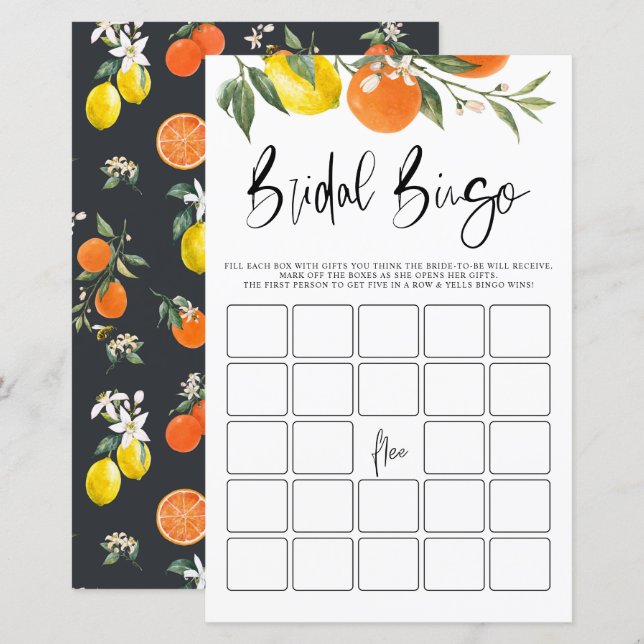 Citrons Oranges Fête des mariées Botanique Bingo J (Devant / Derrière)
