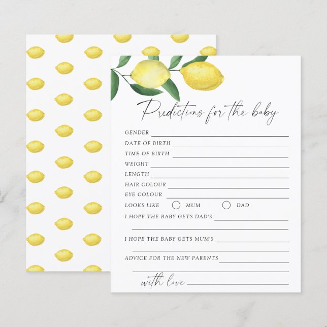 Citrons - Prédictions et conseils pour bébé  (Devant / Derrière)
