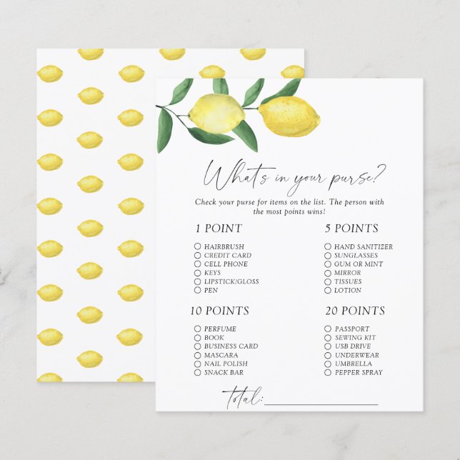 Citrons - Qu'y a-t-il dans votre sac à main (Devant / Derrière)