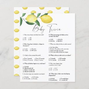 Citrons - Trivia bébé Jeu Baby shower