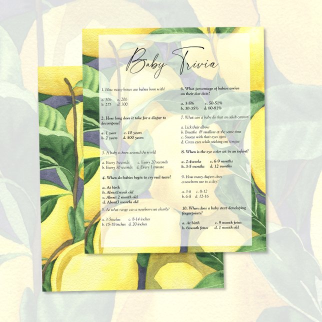 Citrons - Trivia bébé | Jeu Baby shower (Créateur téléchargé)