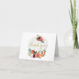 Citrouille à automne carte de remerciements d'or b