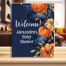 Citrouille aquarelle Baby shower d'automne Bienven