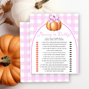 Citrouille arc rose baby shower maman ou papa jeu