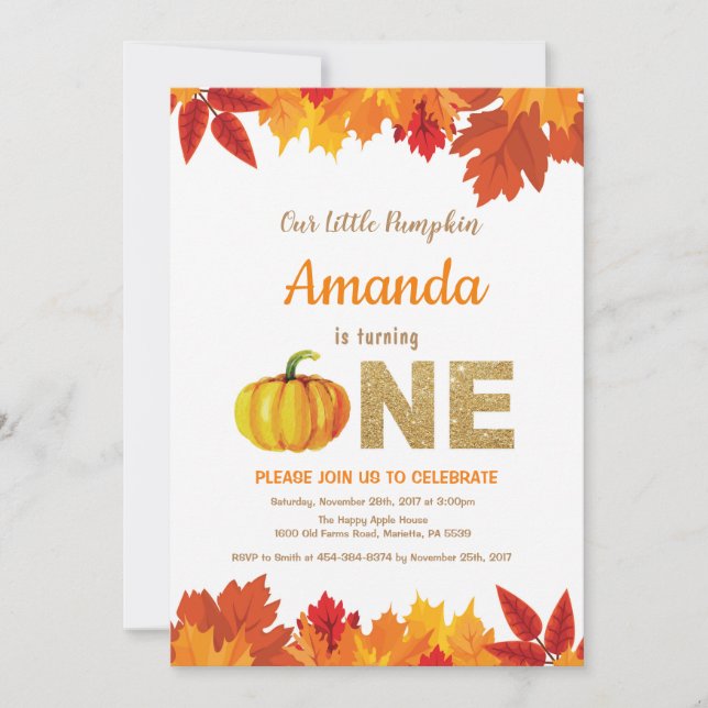 Citrouille Automne Anniversaire Invitation Parties (Devant)