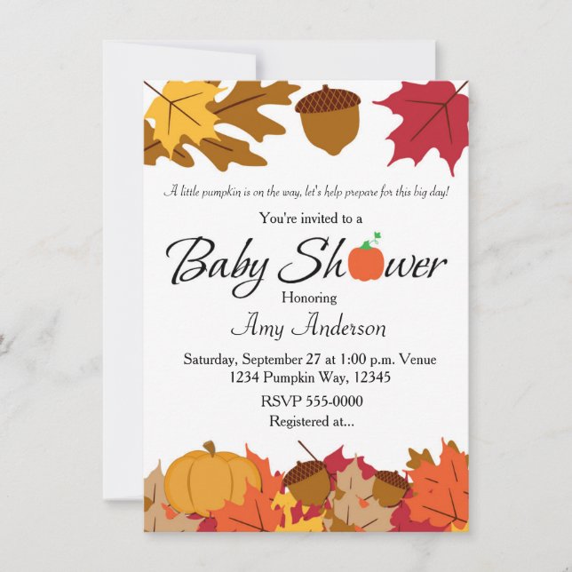 Citrouille Automne Baby shower Automne Invitation (Devant)