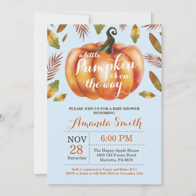 Citrouille  Automne Baby shower Invitation (Devant)