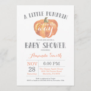 Citrouille Automne Baby shower Invitation Orange G