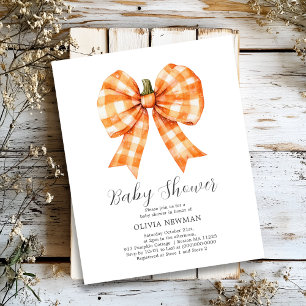 Citrouille Automne Coquette Bow Baby shower Invita