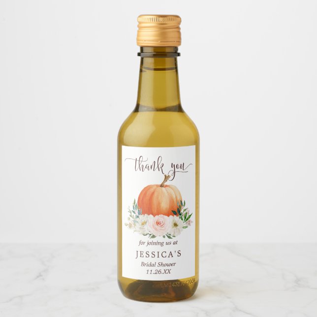 Citrouille Automne Mini Étiquette bouteille à vin (Devant)
