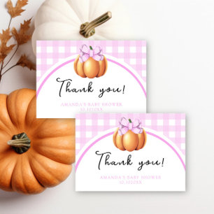 Citrouille avec arc rose merci baby shower