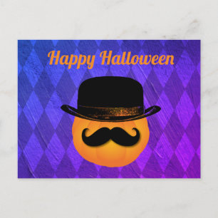 Citrouille avec moustache et carte postale casquet