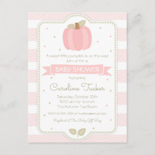 Citrouille Baby Girl Baby shower rose Invitation