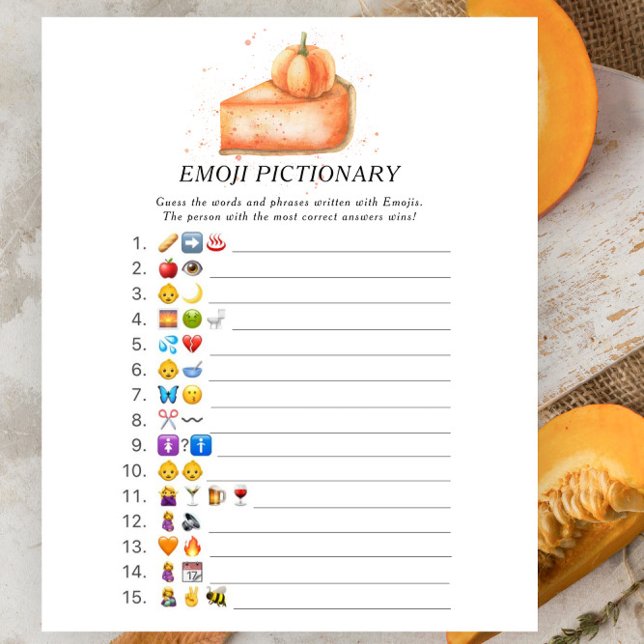 Citrouille baby shower à tarte Emoji jeu pictionna (Créateur téléchargé)
