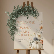 Citrouille Baby shower automne Affiche de bienvenu