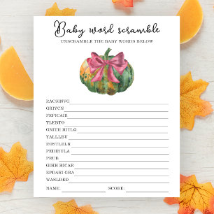 Citrouille baby shower Baby jeu de mots de brouill