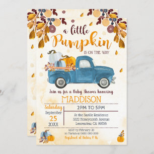Citrouille Baby shower Invitation Camion Citrouill