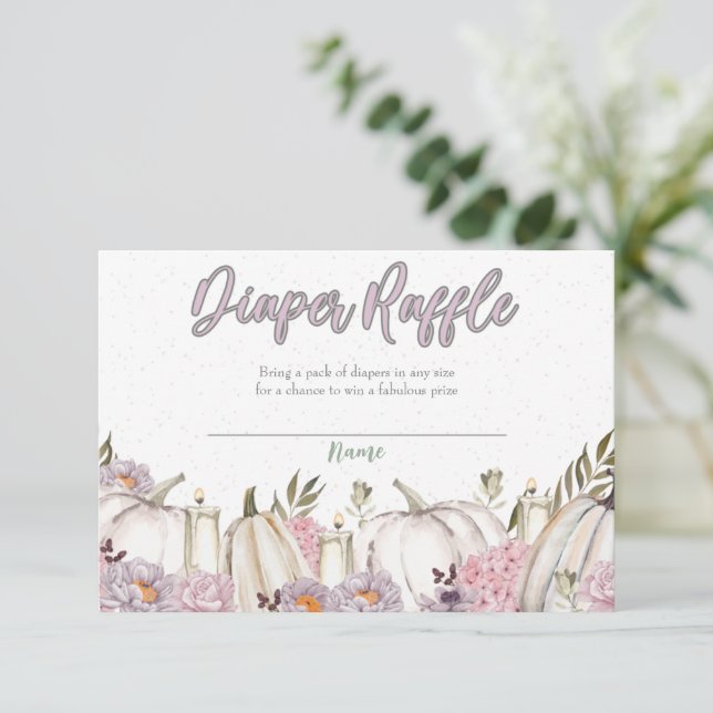 Citrouille Baby shower rose  Déchets Carte Raffle (Debout devant)