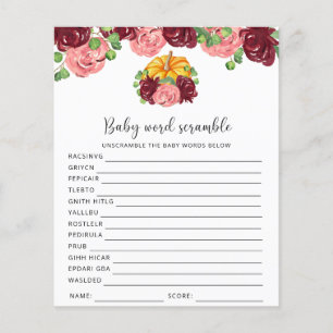 Citrouille - Bébé Word Scramble Jeu Baby shower