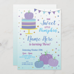 Citrouille Birthday Blue Invitation TOUT ÂGE Fall 
