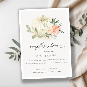Citrouille blanc Blush Floral Couples Invitation d