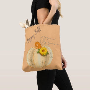 Citrouille blanc Happy Fall Sac fourre-tout Market