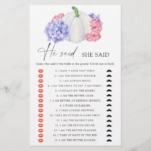 Citrouille blanc Il a dit qu'elle a dit jeu de dou