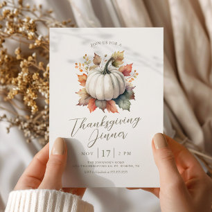 Citrouille blanc Thanksgiving Diner Invitation