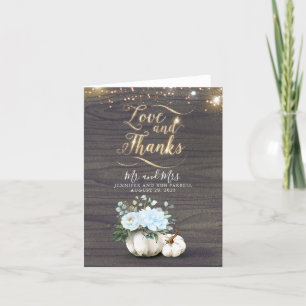 Citrouille blanc Typographie or Mariage Merci