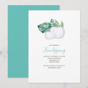 Citrouille Blanche Feuilles Tropicales Invitation 