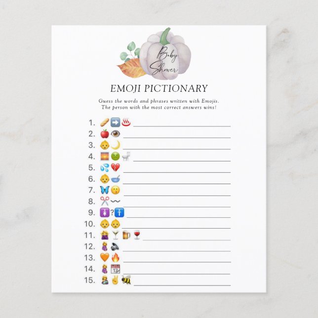 Citrouille blanche \ Jeu de pictionnaire d'emoji (Devant)