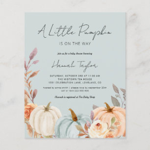 Citrouille bleu Budget Baby shower d'automne Invit