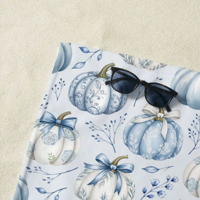 Citrouille bleu clair Motif - Serviette de plage (En situation)