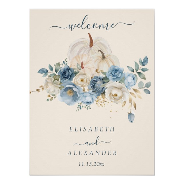 Citrouille bleu marine FallinLove Mariage Poster b (Devant)