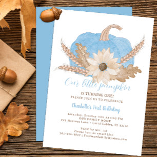 Citrouille bleu Premier anniversaire Invitation